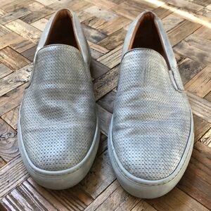 Aquatalia Anderson Mens Embossed Grey Leather Loafers